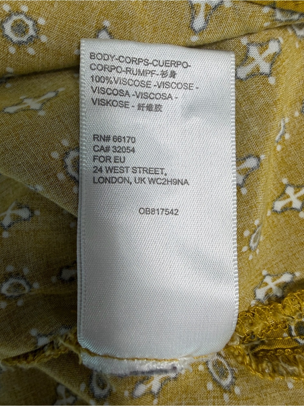 Urban Outfitters Men's Mustard Yellow Medium Geometric Print Button Down Shirt - Picture 6 of 11